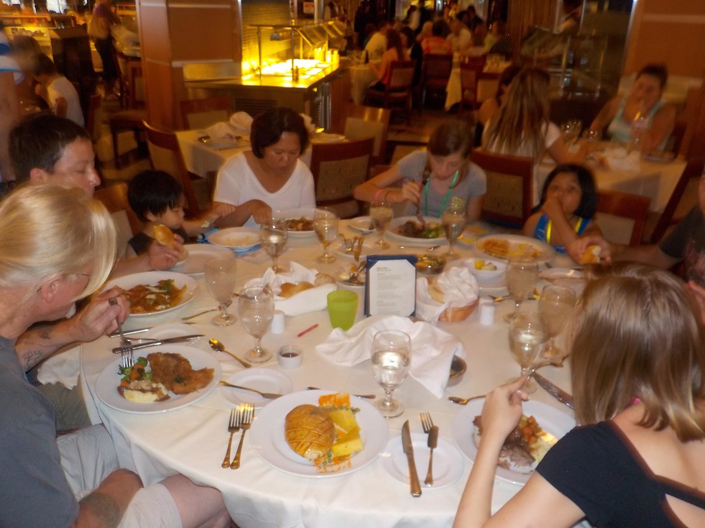 Restaurant dining scene with diners and plated meals — links to Foodlosophy's website